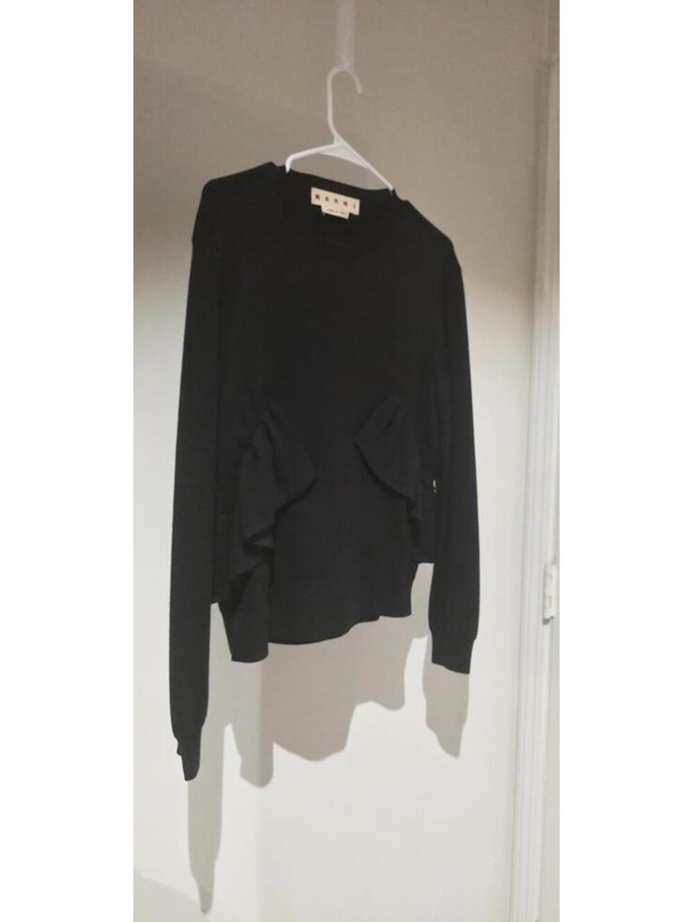 Marni - Peplum Black Sweatshirt Long Sleeve Babydoll Terry Women's Size 40